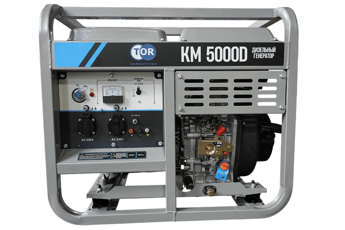 Генератор дизельный 5,0 кВт 220В с электростартером и колесами TOR KM5000D